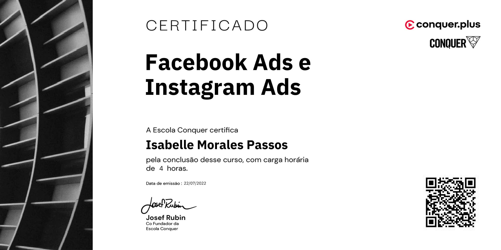 Certificado de Facebook Ads e Instagram Ads